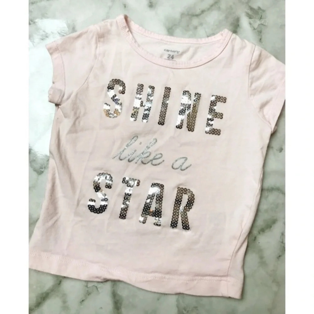 Carters • Shine Like A Star Pink Silver Sequin Tee